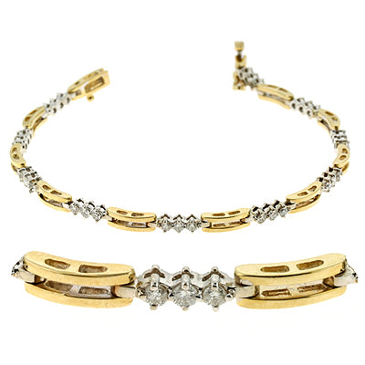 Yellow & White Gold Diamond Bracelet - B4082-1YW