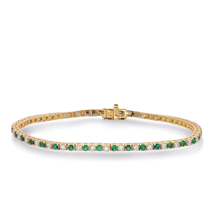 Yellow Gold Emerald & Dia Bracelet - B4101-3EYG