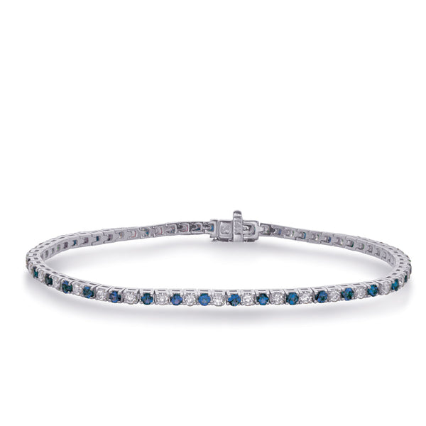 White Gold Sapphire & Diamond Bracelet - B4101-3SWG
