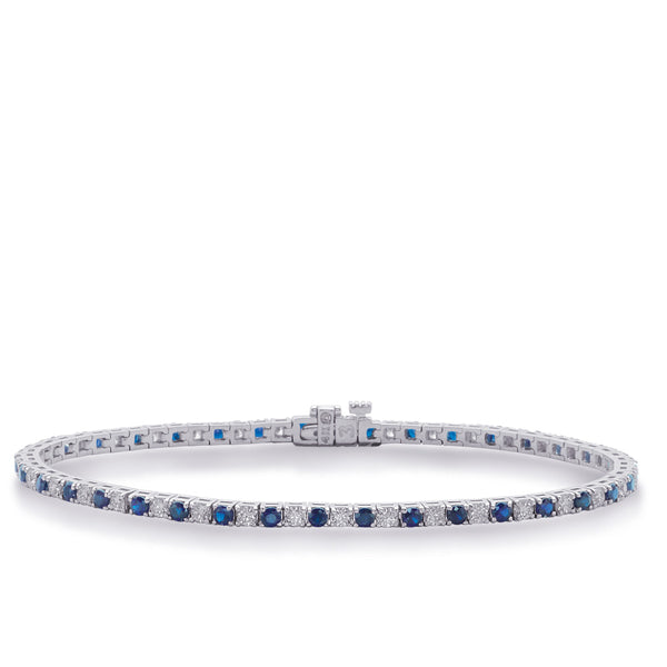 White Gold Sapphire & Diamond Bracelet - B4101-4SWG