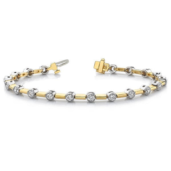 Yellow & White Gold DIamond Bracelet  # B4182-2.2MM - Zhaveri Jewelers