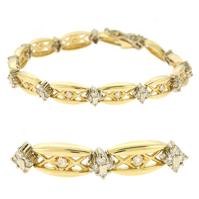Yellow & White Gold Diamond Bracelet - B4277