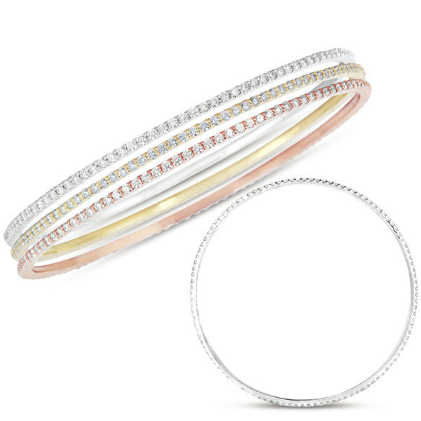 White&Pink and Yellow Gold Bangel  # B4406RYW - Zhaveri Jewelers