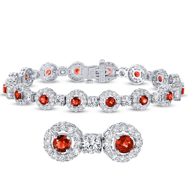 White Gold Ruby & Diamond Bracelet - B4412-R3.5MWG