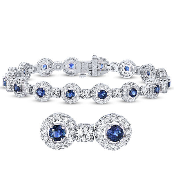 White Gold Sapphire & Diamond Bracelet  # B4412-S3.5MWG - Zhaveri Jewelers