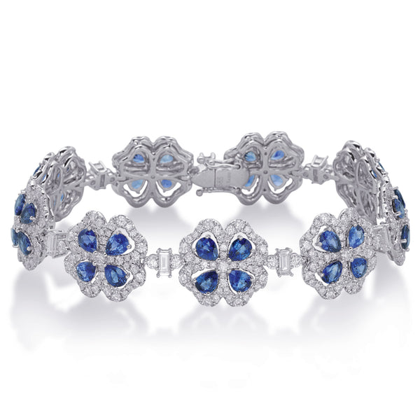 White Gold Sapphire & Diamond Bracelet - B4419-SWG