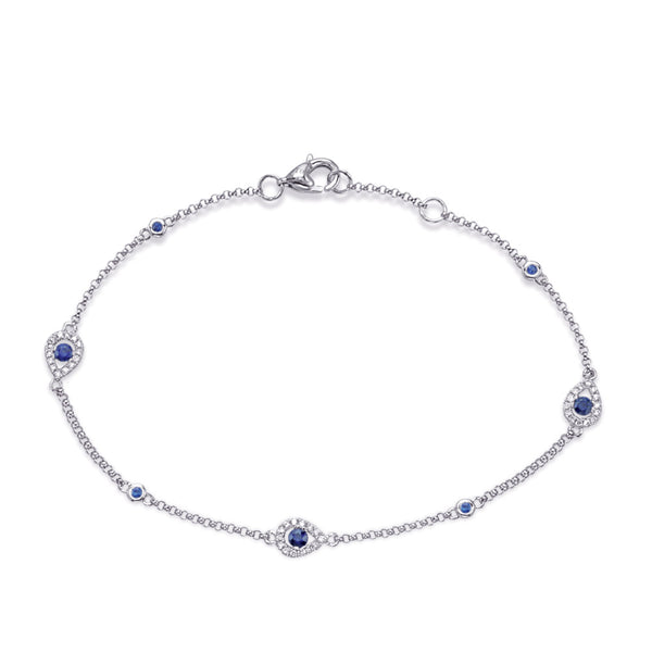 White Gold Sapphire & Diamond Bracelet - B4423-SWG