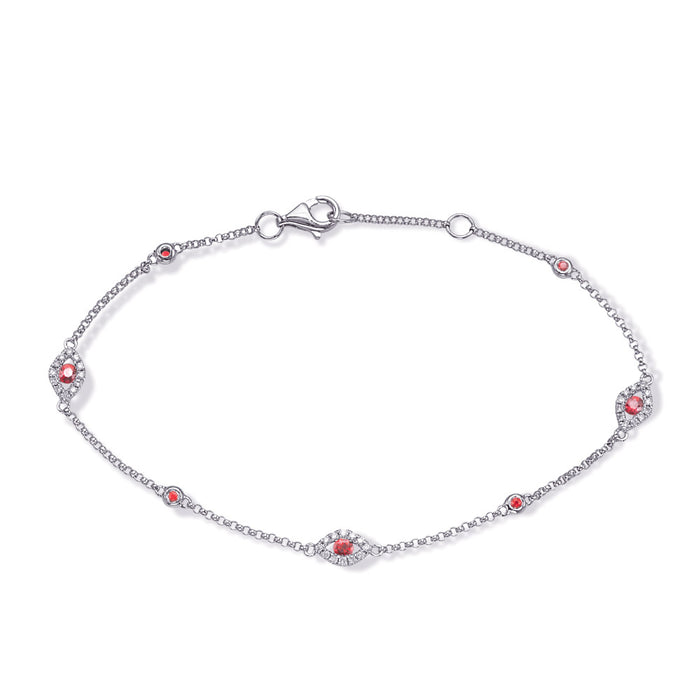 White Gold Ruby & Diamond Bracelet - B4424-RWG