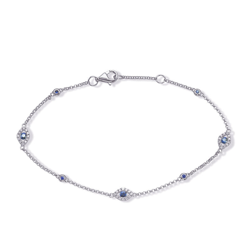 White Gold Sapphire & Diamond Bracelet - B4424-SWG