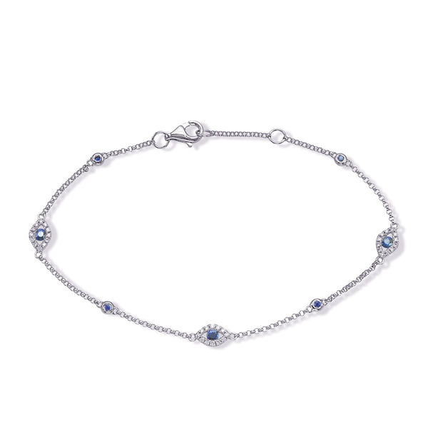 White Gold Sapphire & Diamond Bracelet - B4424-SWG