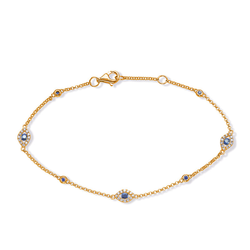 Yellow Gold Sapphire & Diamond Bracelet - B4424-SYG