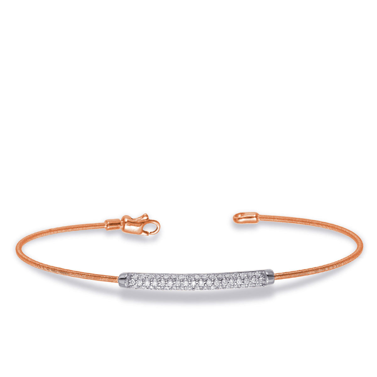 White & Rose Gold Bangle Italian Made - B4429RW