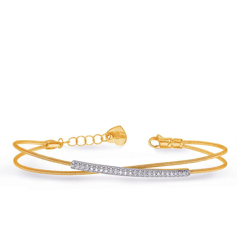 White & Yellow Gold Bangle Italian Made - B4431YW