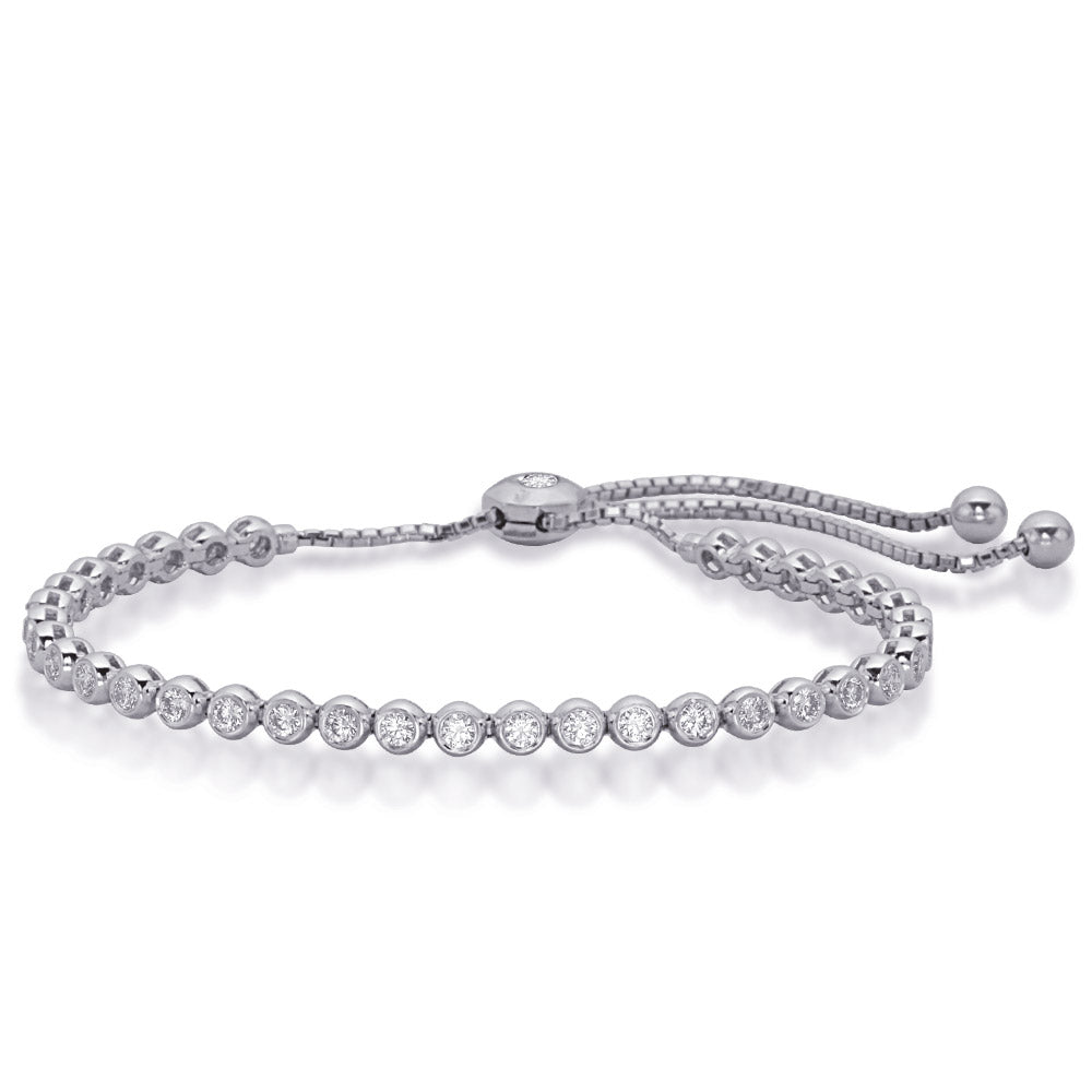 White Gold Bolo Diamond Bracelet - B4438-1.9MWG