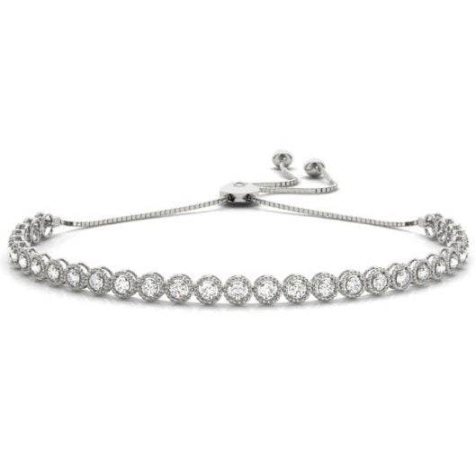 White Gold Bolo Diamond Bracelet - B4439-1.75MWG