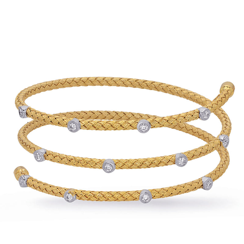 Yellow and White Gold Bangle Italian Mad - B4452YG