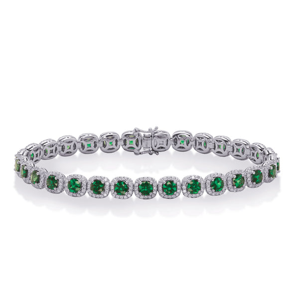 White Gold Emerald & Diamond Bracelet - B4463-EWG