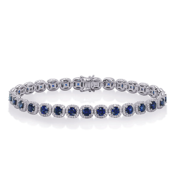White Gold Sapphire & Diamond Bracelet - B4463-SWG