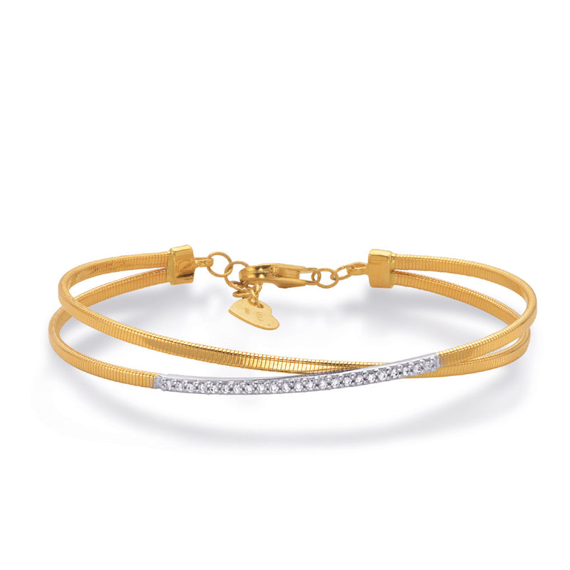 White & Yellow Gold Bangle Italian Made - B4478YW