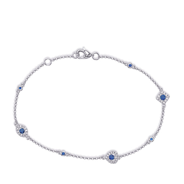 White Gold Sapphire & Diamond Bracelet - B4490-SWG