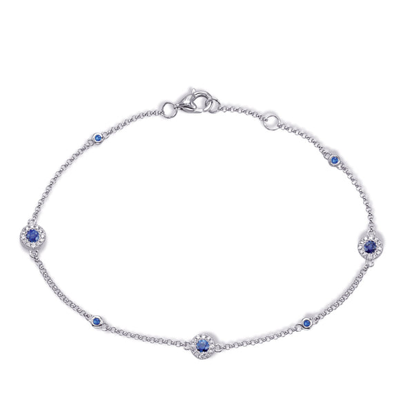 White Gold Sapphire & Diamond Bracelet - B4493-SWG