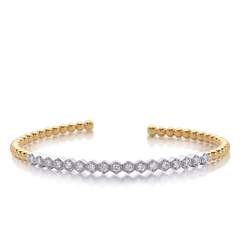 White &Yellow Gold  Bangle Bracelet - B4511YW