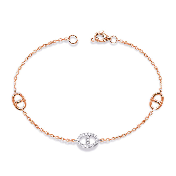 Rose  & White Gold Diamond Bracelet - B4515RW