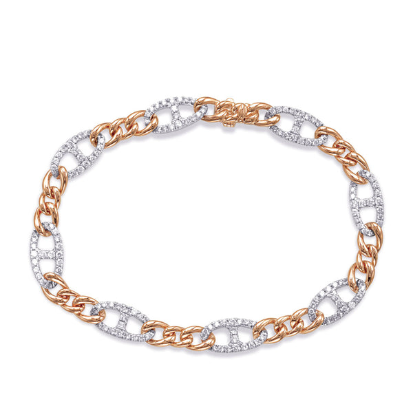 Rose & White Gold Diamond Bracelet - B4516RW