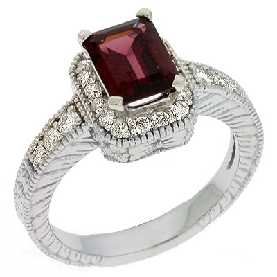 Rhodolite & Diamond Ring - C0584-RHWG