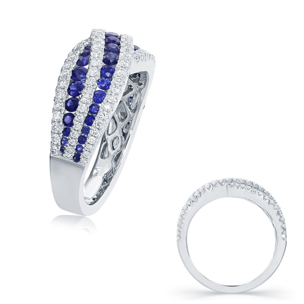 White Gold Sapphire & Diamond Ring  # C4173-SWG - Zhaveri Jewelers