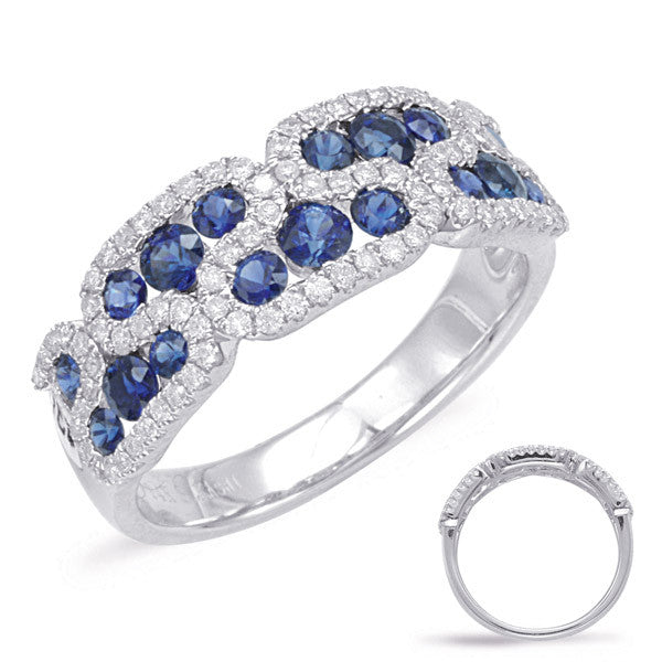 White Gold Sapphire & Diamond Ring  # C4176-SWG - Zhaveri Jewelers