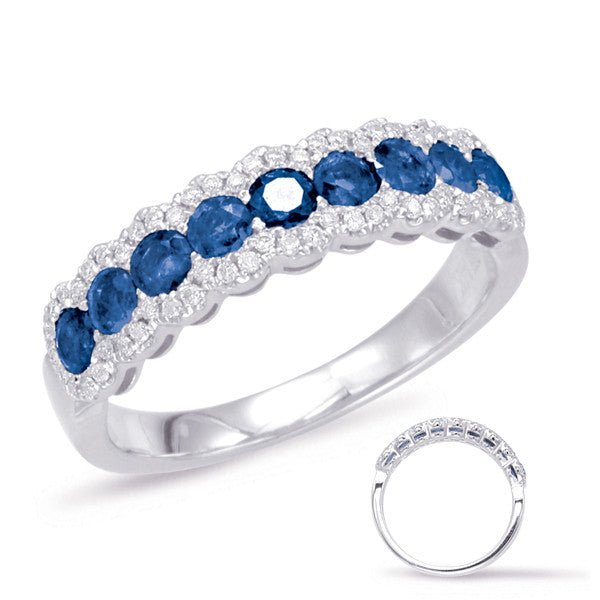 White Gold Sapphire & Diamond Ring  # C4244-SWG - Zhaveri Jewelers