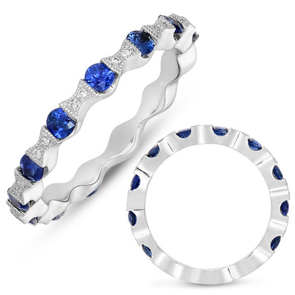 White Gold Sapphire & Diamond Band  # C4294-SWG - Zhaveri Jewelers