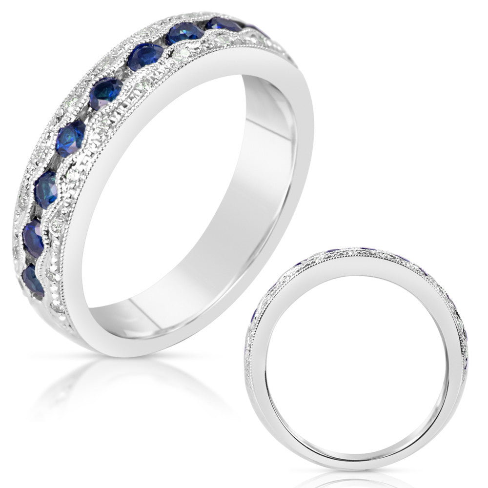 White Gold Sapphire & Diamond Band  # C4475-SWG - Zhaveri Jewelers