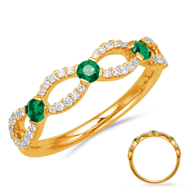 Yellow Gold Emerald  & Diamond Ring - C4856-EYG