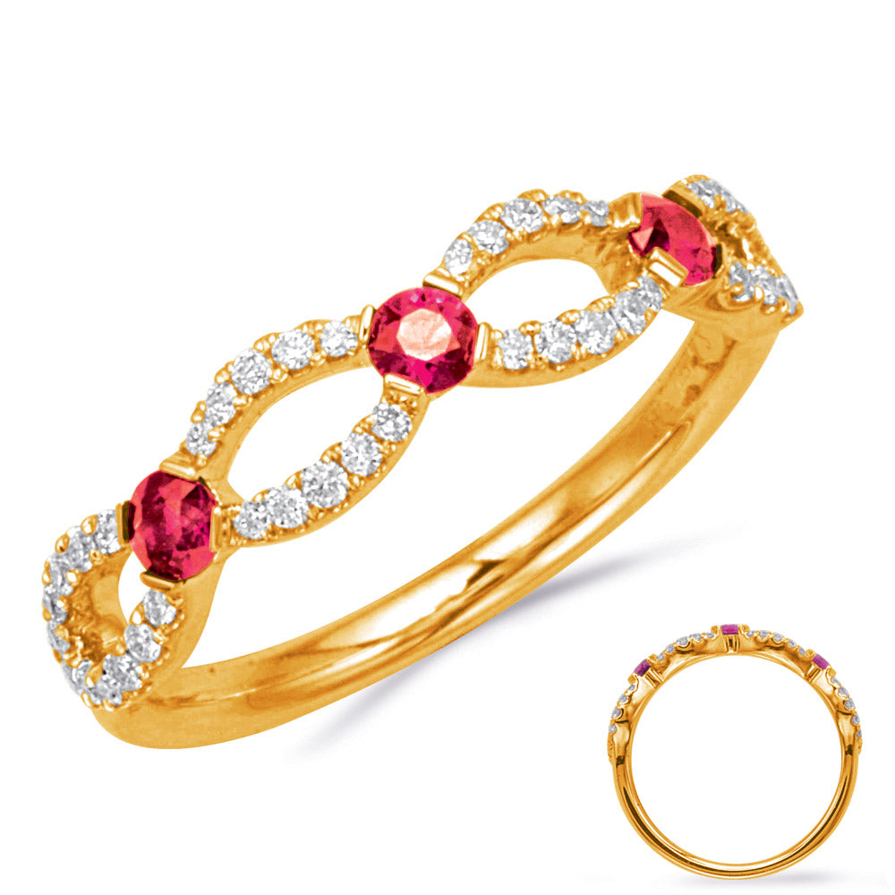 Yellow Gold Ruby & Diamond Ring - C4856-RYG