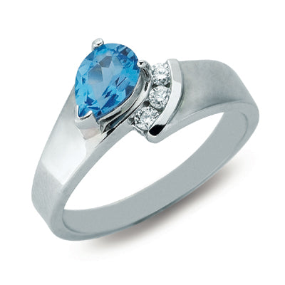 Blue Topaz & Diamond Ring - C5384-BTWG