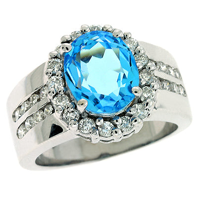 Blue Topaz & Diamond Ring - C5471-BTWG