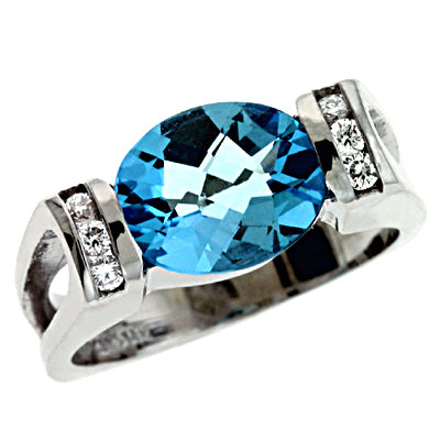 Blue Topaz & Diamond Ring - C5539-BTWG