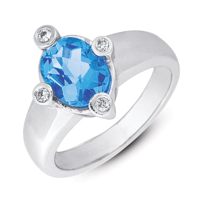 Blue Topaz & Diamond Ring - C5543-BTWG