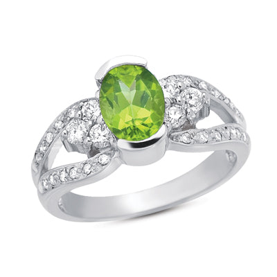 Peridot & Diamond Ring - C5551-PWG