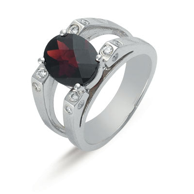 Garnet. & Diamond Ring - C5615-GWG