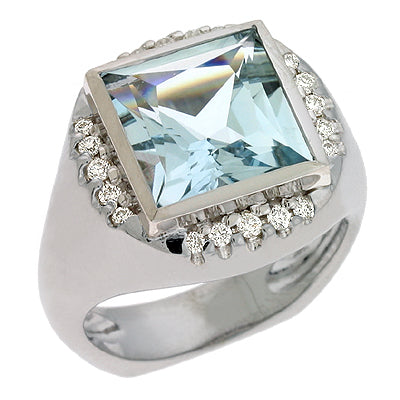 Aquamarine & Diamond Ring - C5647-AQWG