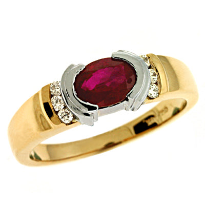 Yellow & White Gold Ruby & Diamond Ring - C5664-R