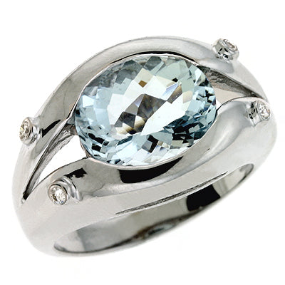 Aquamarine & Diamond Ring - C5682-AQWG