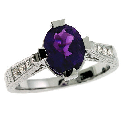 Amethyst & Diamond Ring  # C5708-AWG - Zhaveri Jewelers