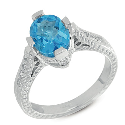 Blue Topaz & Diamond Ring - C5708-BTWG
