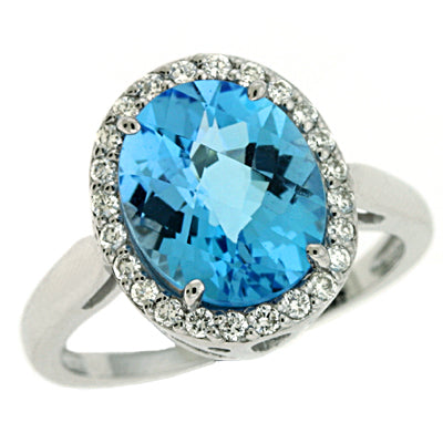 Blue Topaz & Diamond Ring - C5728-BTWG