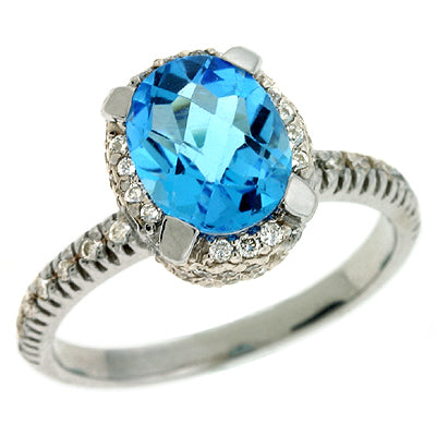 Blue Topaz & Diamond Ring - C5750-BTWG