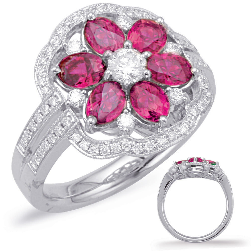 White Gold Ruby & Diamond Ring - C5759-RWG